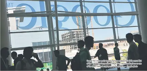  ??  ?? Google has once again topped Fortune magazine’s 20th annual list of the “100 Best Companies to Work For,” retaining its place as one of the most coveted employers on the planet. — Google photo