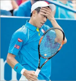  ?? Streeter Lecka Getty Images ?? A U.S. OPEN FINALIST last year, fourth-seeded Kei Nishikori of Japan didn’t make it past opening day in 2015, losing Monday to Benoit Paire of France.