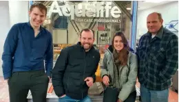  ?? Above: ?? The Aqualife developmen­t team (from left to right): Lars Thom (design engineer), Kristian Clezy (head engineer), Susanne Drennan (design engineer)and Phil Brown (technical director) (photo: Aqualife)