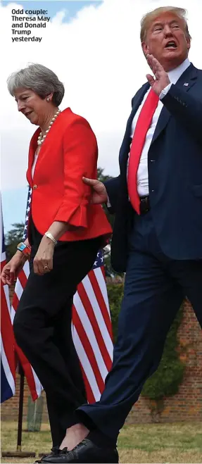  ??  ?? Odd couple: Theresa May and Donald Trump yesterday