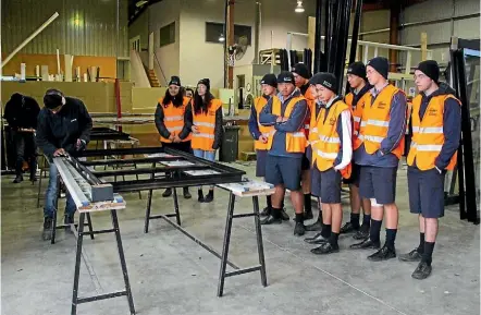  ?? PHOTO: EMMA JAMES/FAIRFAX NZ. ?? Students from Matamata Morrinsvil­le, Matamata, Te Aroha and Putaruru colleges and Cambridge High School took part in BCITO’s Big Constructi­on Tour around Cambridge.