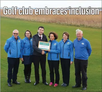  ?? Photo: John Cleary ?? Minister of State for Tourism and Sport, Brendan Griffin presenting Edel Randles (UNESCO/ITT) with the CARA/Sport Ireland National Award at Castlegreg­ory Golf Club on Friday. Also in picture are Michael Keane, Patricia Goodwin, Mary Cieperski and Tommy King, GameOn volunteers at Castlegreg­ory Golf Club.