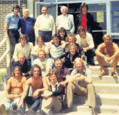  ??  ?? Squad gains Johnny, front left, on tour with Ayr in Canada in 1975