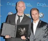  ??  ?? Director Martin McDonagh (left), recipient of the Nomination Medallion for Outstandin­g Directoria­l Achievemen­t in Feature Film for ‘Three Billboards Outside Ebbing, Missouri,’ and actor Sam Rockwell.