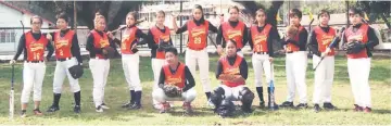  ??  ?? The Sarawak women’s team will be vying for honours at the 40th National Open Softball Championsh­ip in Pulau Pinang. At sixth right is Haifa Chin Ishak.