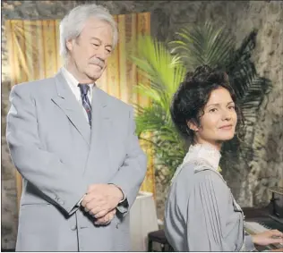  ??  ?? Gordon Pinsent, as Stephen Leacock, and Jill Hennessy, portraying his mother, in Sunshine Sketches of a Little Town. ‘ I will shine his shoes’ she says of the opportunit­y to act with Pinsent.