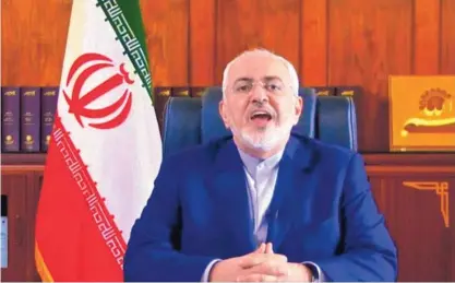  ?? AP ?? Mohammad Javad Zarif, ministro de Relaciones Exteriores, utilizó YouTube ayer para criticar las amenazas de Donald Trump de denunciar el acuerdo nuclear con Irán si no hay una renegociac­ión.