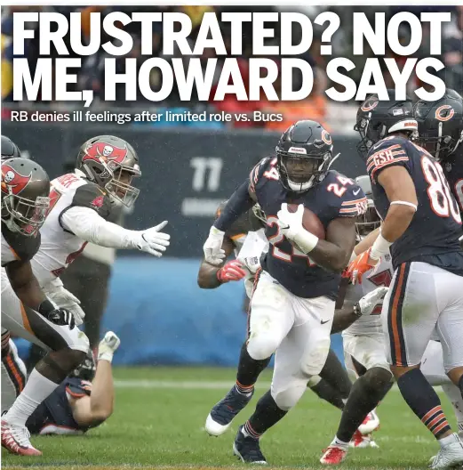  ?? NAM Y. HUH/AP ?? Running back Jordan Howard was limited to 11 carries for 25 yards in the Bears’ 48-10 victory Sept. 30 against the Buccaneers.