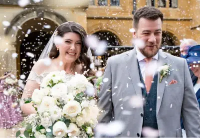  ?? ?? The confetti shot will always be one for the album. Photograph­ed at Coombe Lodge, Blagdon, Somerset.