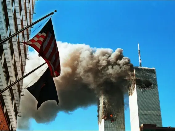  ??  ?? The World Trade Centre during the terror attack on 11 September 2001