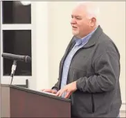  ?? / Adam Cook ?? Catoosa County Public Works Director D.E. “Buster” Brown discusses the Local Maintenanc­e Improvemen­t Grant applicatio­n during the Nov. 20 Board of Commission­er’s meeting.