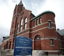  ??  ?? TARGETED MAYHEM: Eggs were thrown at the doors at St. Teresa of Calcutta Church in Dorchester. The doors at St. Monica’s had putty put in the locks.
