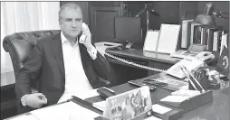  ?? -APP ?? Frregin Minister Makhdoom Shah Mahmood Qureshi held a telephonic conversati­on with Russian FM Sergey Lavrov to brief himn on the current situation in Indian occupied Kashmir.