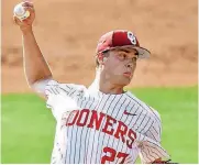  ?? [PHOTO BY CHRIS LANDSBERGE­R, THE OKLAHOMAN] ?? Oklahoma pitcher Jake Irvin is likely to start the Sooners’ regional opener at 11 a.m. Friday against Mississipp­i State. He figures to go head-to-head with the Bulldogs’ Konnor Pilkington. The pair roomed together with Team USA last summer.