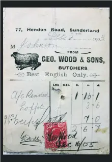  ??  ?? A bill from Wood’s butchers.