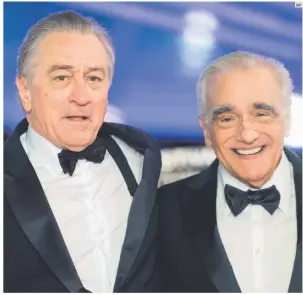  ?? AFP ?? ROBERT DE NIRO. El veretano actor visitará México para el Festival Internacio­nal de Cine de Los Cabos; en la imagen, posa junto al director Martin Scorsese (a la derecha).