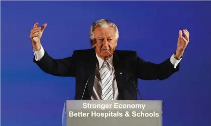  ?? (Daniel Munoz/Reuters) ?? AUSTRALIAN FORMER prime minister Bob Hawke at an election event in Brisbane in 2010. Leibler worked with Hawke to try to help Soviet Jewry.