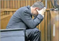  ??  ?? CRYING: Oscar Pistorius reacts in court yesterday.