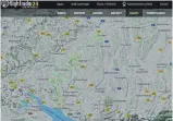  ?? FOTO: FLIGHTRADA­R24.COM/DPA ?? Der Screenshot der Internetse­ite von „flightrada­r24.com“zeigt die Route eines Piloten in der Form einer Spritze im Himmel über Baden-Württember­g.