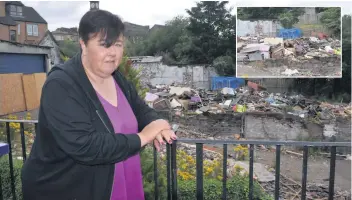  ??  ?? Sick of the sight Liz Wilson has had enough of the rubbish being dumped behind her house, inset