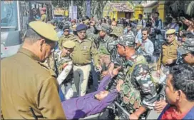  ?? PTI ?? Members of LDF detained during protest against Citizenshi­p (Amendment) Bill, in Guwahati on Monday.