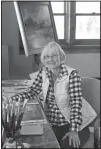  ?? JIM THOMPSON/JOURNAL ?? Artist and former teacher Kathy Glidden in shown in the studio in her Algodones home.