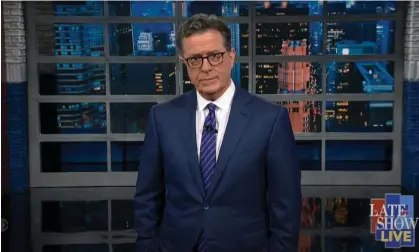  ?? Photograph: YouTube ?? Stephen Colbert on Fox’s efforts to keep its viewers from switching to the hearing: ‘That’s the first rule of any cult: never leave the compound.’