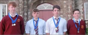  ??  ?? The Senior boys’ medal winners from St. Peter’s (from left): Liam Devaney, David Matthews, Darragh Sinnott and Stuart Vaughan.