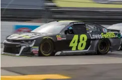  ?? Associated Press ?? ■ Jimmie Johnson drives during practice for the NASCAR Cup Series auto race Saturday at Martinsvil­le Speedway in Martinsvil­le, Va.