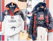  ?? EVAN AGOSTINI/INVISION/AP ?? Uniforms for Team USA during the opening ceremony, left, and closing ceremony of the Winter Olympics in China. Both were designed by Ralph Lauren.