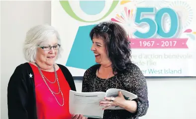  ?? JOHN MAHONEY ?? Fran Thomson, left, joined executive director Lynda Barrett and the team at Volunteer West Island in 2011 after she was laid off from her corporate job. Now, she says, she’s too busy to go back to work.