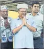  ?? PTI ?? AAP convener and Delhi CM Arvind Kejriwal in Rajkot on Wednesday.