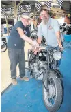  ?? ?? A treasured Panther M100 720cc special belonging to Ratty Read
(right) and built by Will Hawks. It looks like Will wants it back!