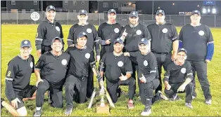  ?? SUBMITTED PHOTO ?? Winning the Mount Pearl men’s slo-pitch softball B crown this season was The Bigs. Members of that squad are, from left, first row: Karl Baker, Toby Crawley, Jason Pope, Jamie Neville, Peter Constantin­e, Wayne Peddle; second row: Norm Somerton, Bob...