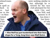  ?? ?? > Alex Neil has put Sunderland into their best shape for a ‘long, long time’, says Niall Quinn