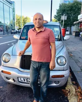  ??  ?? Chawki Hadjlakeha­l, 50, has been a London cabbie for over nine years. He says the black cabs are “part of London’s heritage.” (AN photo by Olivia Cuthbert)