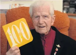  ??  ?? War veteran John Smith from Birmingham celebrates reaching 100