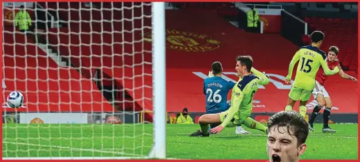  ?? GETTY IMAGES ?? James the second: United’s Welsh winger drives the ball home (main) and celebrates making the score 2-1 (right)