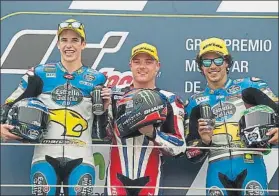  ?? FOTO: EFE ?? Àlex Márquez, Sam Lowes y Franco Morbidelli, en el podio de Moto2