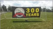  ??  ?? Amity’s 300th Anniversar­y banner on display at the August Summer Fest, one of five events sponsored by the township in 2019.