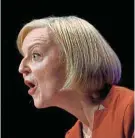  ?? Melville/Reuters Picture: Toby ?? Liz Truss addresses the Conservati­ve Party's annual conference this week.