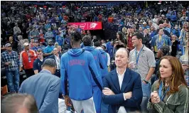  ?? BRYAN TERRY — THE OKLAHOMAN VIA AP ?? The Oklahoma City Thunder were forced to leave the court before an NBA game against the Utah Jazz last week after a Jazz player tested positive for COVID-19.