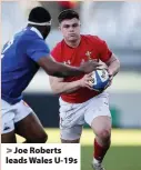  ??  ?? &gt; Joe Roberts leads Wales U-19s