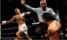  ?? Photograph: Étienne Laurent/ EPA ?? Regis Prograis (left) celebrates his victory over Jose Zepeda.