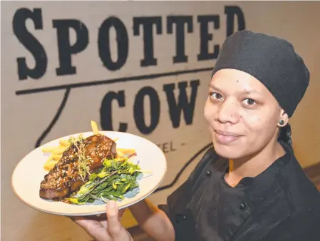  ?? Picture Bev Lacey ?? YUM: Spotted Cow sous chef Tara Napier hopes patrons will like the venue’s revamped menu.