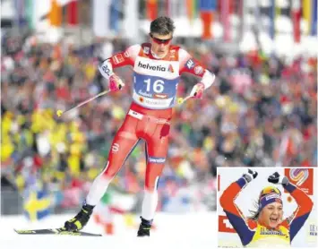  ?? –GETTY/KEY ?? Les favoris Johannes Klaebo et Maiken Falla (méd.) ont répondu présent dès la première épreuve.