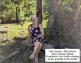  ?? ?? This January 2022 picture shows Manari Ranch Proprietri­x Lisa Orella relaxing on the grounds of the facility