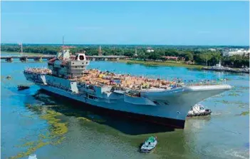  ?? PHOTOGRAPH: Cochin Shipyard ?? Indigenous Aircraft Carrier is likely to be commission­ed by 2020