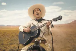  ?? Netflix ?? Tim Blake Nelson as the title character in “The Ballad of Buster Scruggs” by Joel and Ethan Coen, who apply their bleak and nihilistic perspectiv­e to the Old West this time.