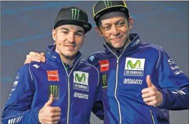  ??  ?? PACTO DE NO AGRESIÓN. El objetivo de la pareja de pilotos de Yamaha es no perjudicar­se entre ellos.